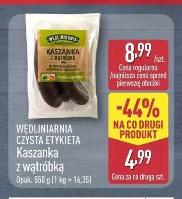 Kaszanka z wątróbką Wędliniarnia Czysta Etykieta promocja w Aldi