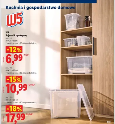 Pojemnik z pokrywką 11 l 40x29x16 cm W5 promocja w Lidl