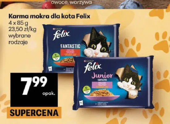 Karma mokra dla kota Felix Junior 4-pak promocja w Delikatesy Centrum