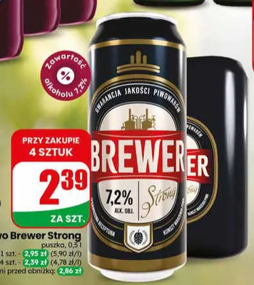 Piwo Brewer Strong promocja w Dino