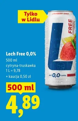 Piwo bezalkoholowe Lech Free 0,0% cytryna-truskawka promocja w Lidl