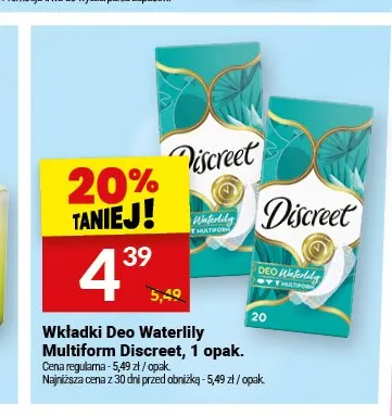 Wkładki higieniczne Deo Waterlily Multiform Discreet promocja w Twój Market