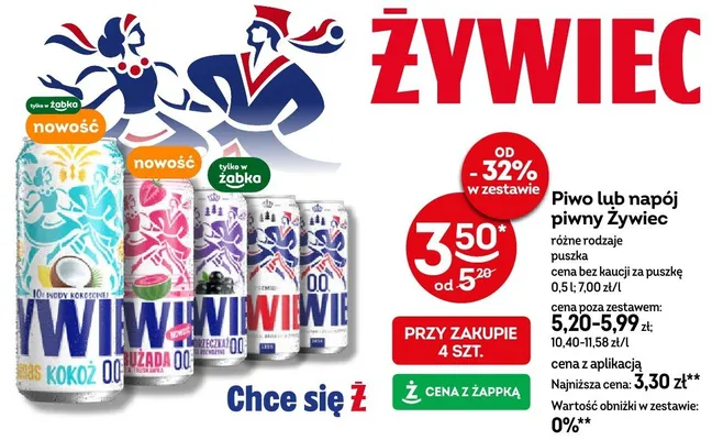 Piwo lub napój piwny Żywiec różne rodzaje puszka promocja w Żabka