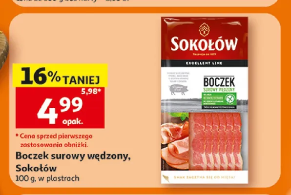 Boczek surowy wędzony Sokołów promocja w Auchan