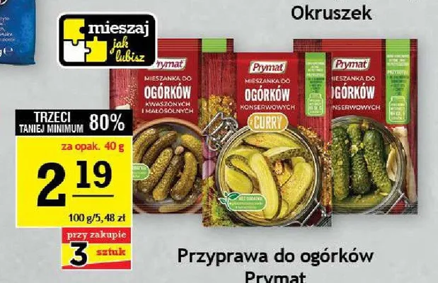 Przyprawa do ogórków kwaszonych i małosolnych Prymat promocja w Gram Market