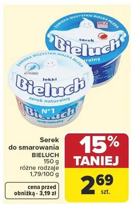 Serek do smarowania Bieluch naturalny promocja w Carrefour Market