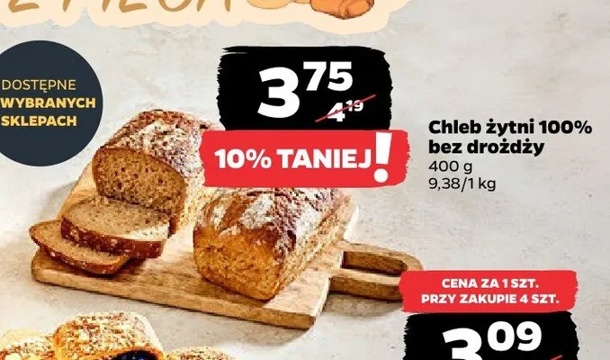 Chleb żytni 100% bez drożdży promocja w Netto