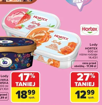 Lody Hortex śmietanka słony karmel promocja w Carrefour