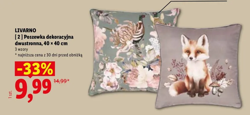 Poszewka dekoracyjna dwustronna Livarno 40x40 cm promocja w Lidl