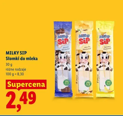 Słomki do mleka Milky Sip Banana flavoured promocja w Lidl
