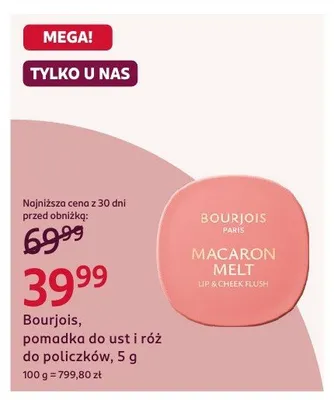 Pomadka do ust i róż do policzków Bourjois Macaron Melt promocja w Rossmann