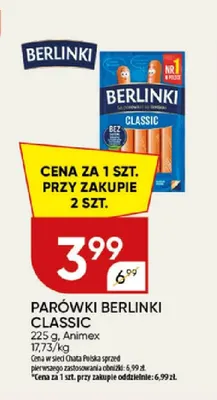 Parówki Berlinki Classic Animex promocja w Chata Polska