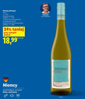 Wino białe wytrawne Riesling Rheingau Lidl promocja w Lidl