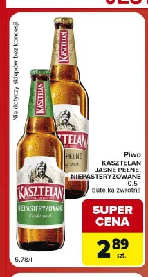 Piwo Kasztelan Niepasteryzowane promocja w Carrefour Market