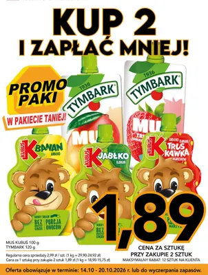 Mus Tymbark truskawka jabłko banan promocja w Kupiec