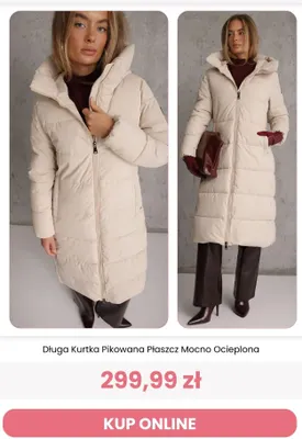 Długa kurtka pikowana płaszcz mocno ocieplona Renee promocja w Renee