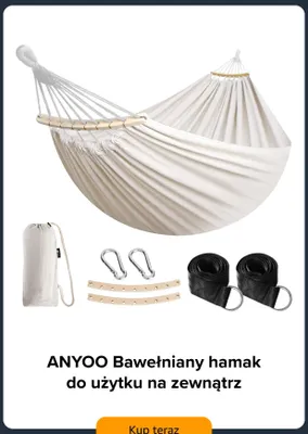 Hamak bawełniany do użytku na zewnątrz ANYOO promocja w Amazon