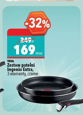 Zestaw patelni TEFAL Ingenio Extra 3 elementy czarne promocja w Biedronka Home