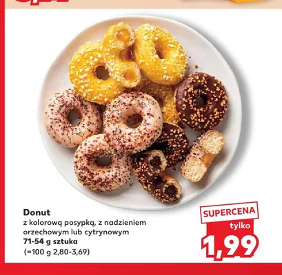 Donut z kolorową posypką z nadzieniem cytrynowym promocja w Kaufland
