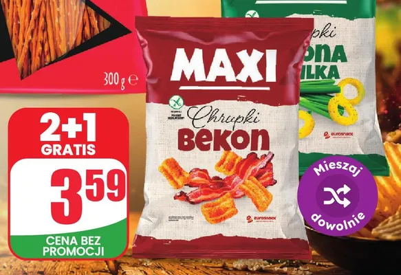 Chrupki Maxi Eurosnack Krążki cebulowe promocja w Dino