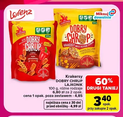 Krakersy Dobry Chrup papryka Lajkonik promocja w Carrefour