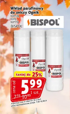 Wkład parafinowy do zniczy Ognik WP6 Bispol promocja w Prim Market