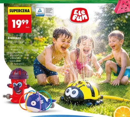 Zraszacz ogrodowy Elefun w kształcie wieloryba promocja w Biedronka