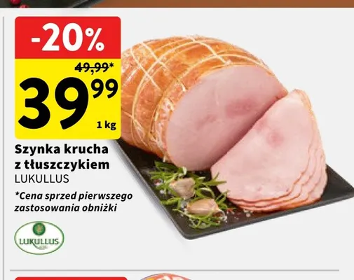 Szynka krucha z tłuszczykiem Lukullus promocja w Intermarche