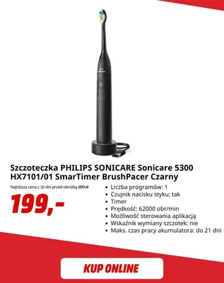 Szczoteczka Philips Sonicare Sonicare 5300 HX7101/01 SmarTimer BrushPacer czarny promocja w Media Markt
