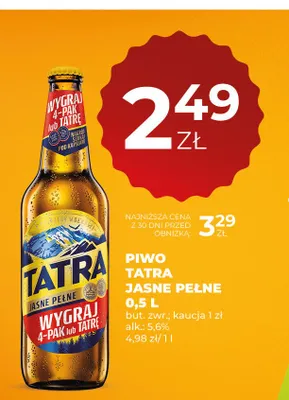 Piwo Tatra Jasne Pełne promocja w Duży Ben