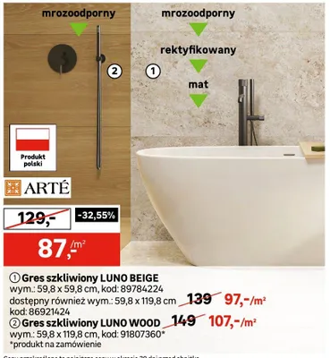 Gres szkliwiony luno beige promocja w Leroy Merlin