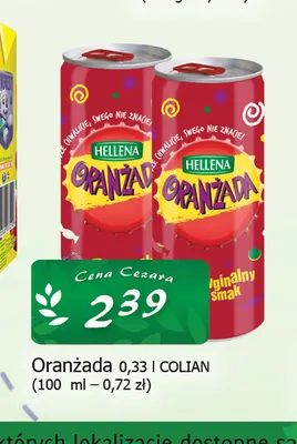 Napój gazowany Oranżada Hellena Colian promocja w CEZAR Delikatesy