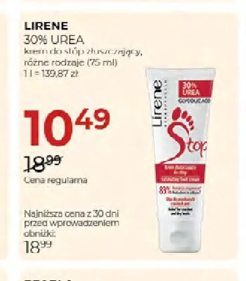 Krem do stóp złuszczający 30% Urea Lirene promocja w Drogerie Jawa