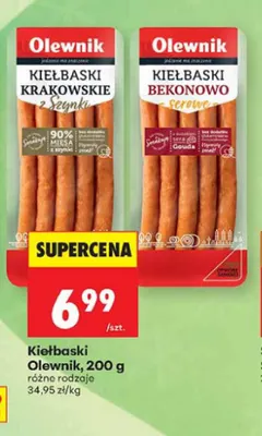 Kiełbaski krakowskie z szynki Olewnik promocja w Biedronka