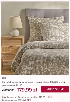Komplet pościeli z bawełny satynowej Misne 160x200 cm z 2 poszewkami 70x80 home & you promocja w home&you