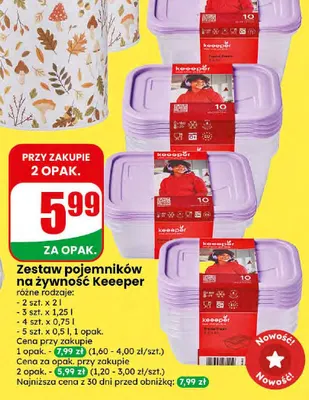 Zestaw pojemników na żywność Keeeper 5 szt. x 0,5 l promocja w Dino