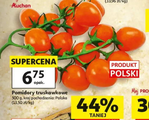 Pomidory truskawkowe polskie promocja w Auchan