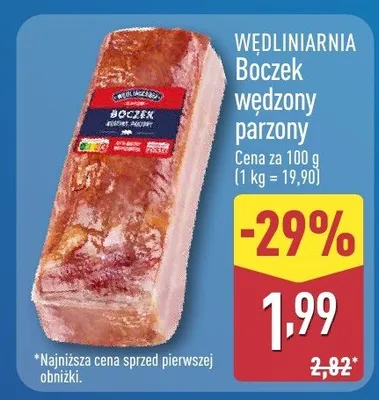 Boczek wędzony parzony Auchan promocja w Aldi