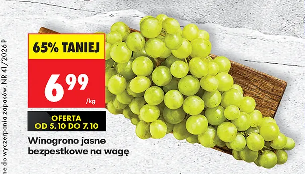 Winogrona jasne bezpestkowe promocja w Biedronka