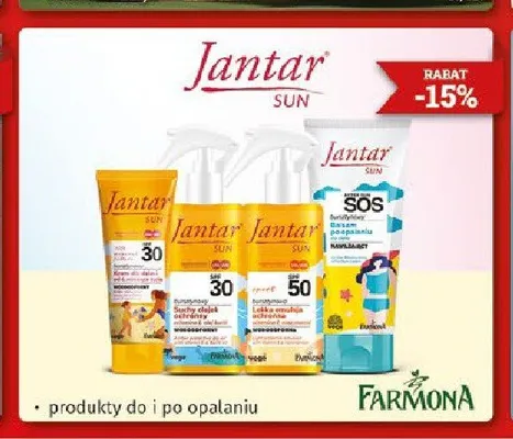Produkty do i po opalaniu Jantar Sun Farmona promocja w Drogeria Kosmyk