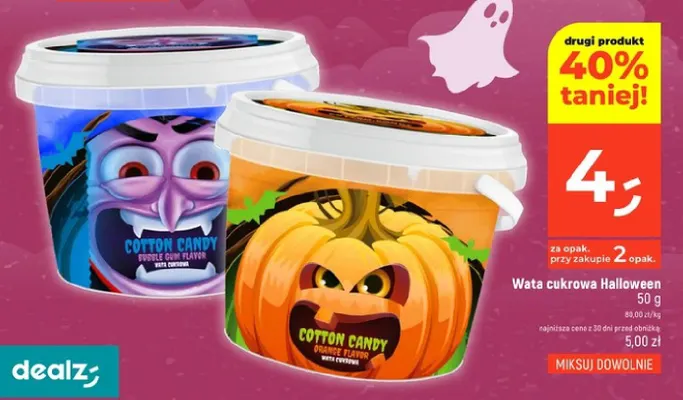 Wata cukrowa Halloween bubble gum promocja w Dealz