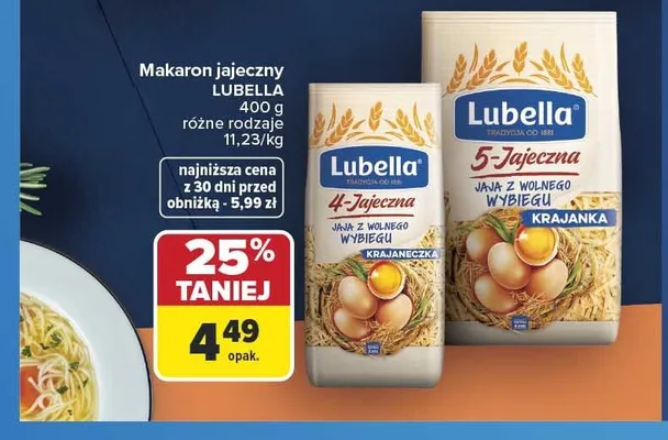 Makaron jajeczny Lubella 5-Jajeczna Krajanka promocja w Carrefour