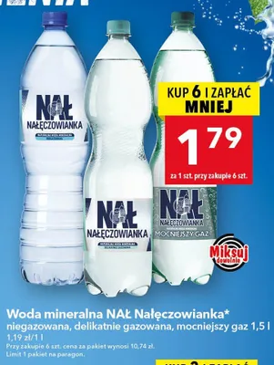 Woda mineralna NAŁ Nałęczowianka delikatnie gazowana promocja w LEWIATAN