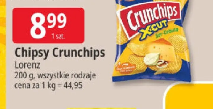 Chipsy X-Cut Ser-Cebula Crunchips promocja w Leclerc