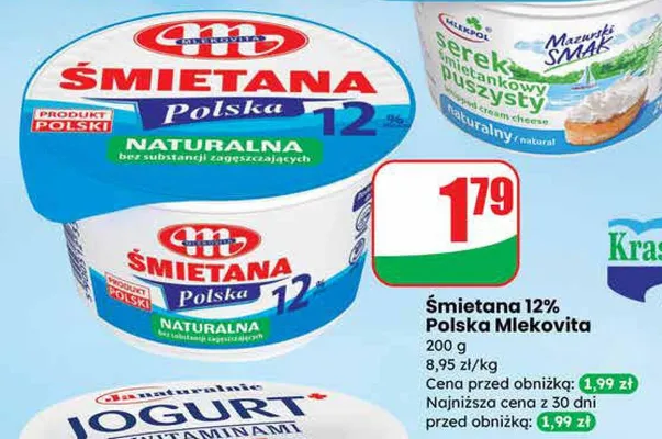 Śmietana 12% Polska Naturalna promocja w Dino