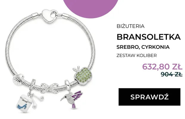 Bransoletka srebro cyrkonia zestaw koliber Briju promocja w Briju