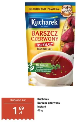 Barszcz czerwony instant Kucharek promocja w Dino
