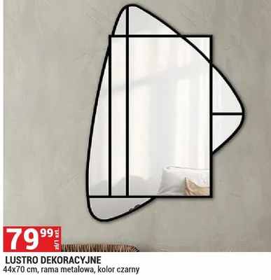 LUSTRO DEKORACYJNE 44x70 cm, rama metalowa, kolor czarny promocja w Merkury Market