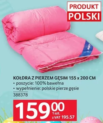 Kołdra z pierzem gęsim 155 x 200 cm promocja w Selgros