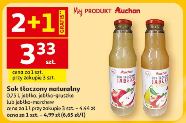 Sok tłoczony naturalny promocja w Auchan
